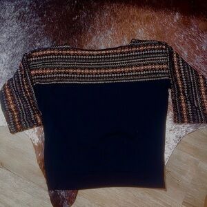 Chaps Black and Brown Patterned Blouse